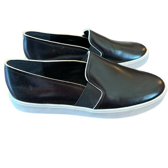 Vince Blair II Black Leather Slip On Sneakers Minimalist NEW EU 40.5 /US 10.5 - Picture 6 of 11
